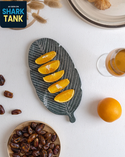 Marble Leaf Platter - Green