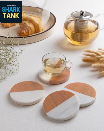 Marble White Pink Coasters ( Set of 4)
