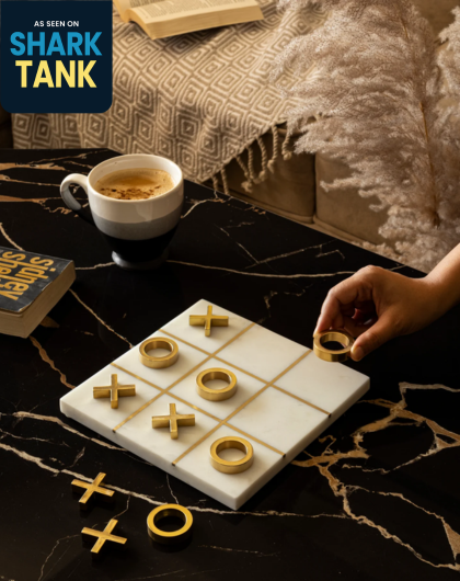 Marble Tic Tac Toe Game – White