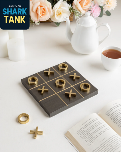 Marble Tic Tac Toe Game – Black / Dark Grey