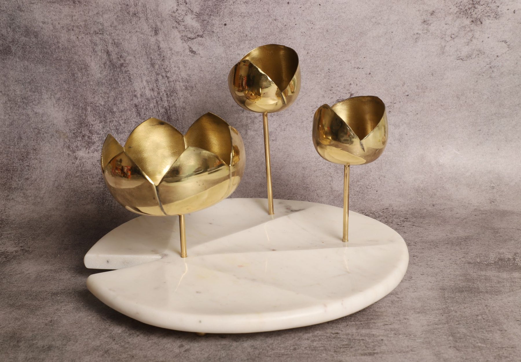 Marble Brass Lotus Platter