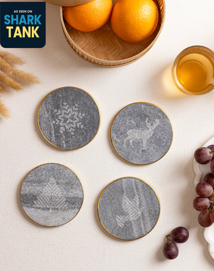 Marble Coasters Brass Ring Grey- Christmas Theme