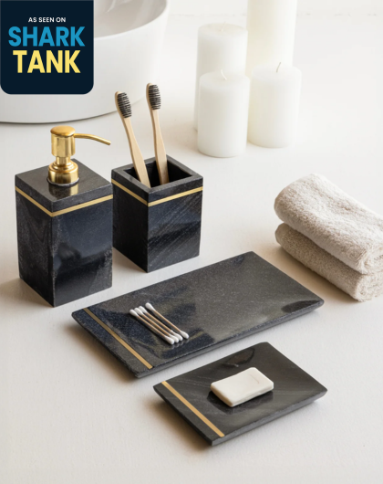 Black Marble Brass Bathroom Set