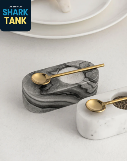 Marble Salt & Pepper Bowls Set - Oval