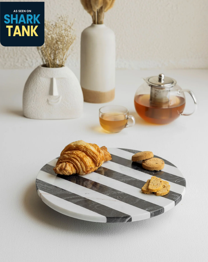 Marble Lazy Susan Black & White