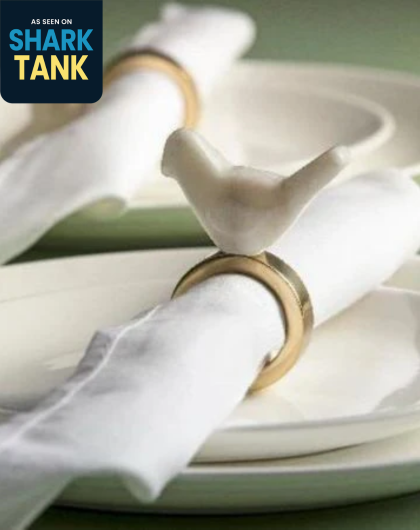 Marble Brass Napkin Rings (Set of 2) – Bird