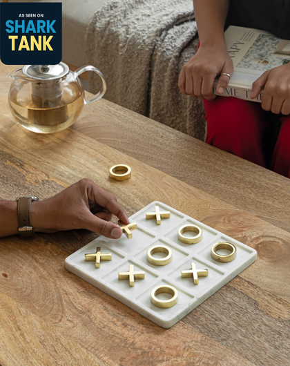 Marble White Tic Tac Toe Game - Sleek