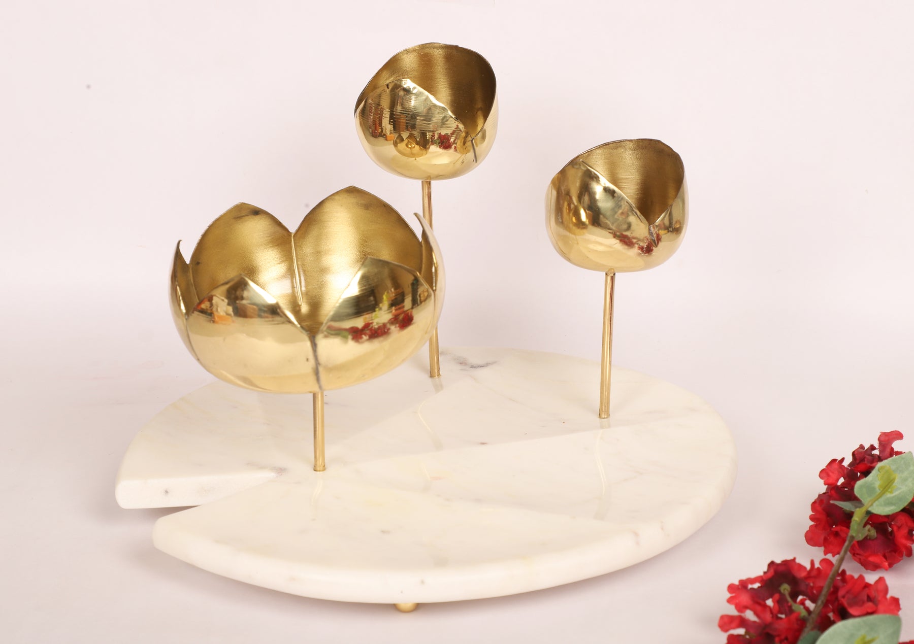 Marble Brass Lotus Platter