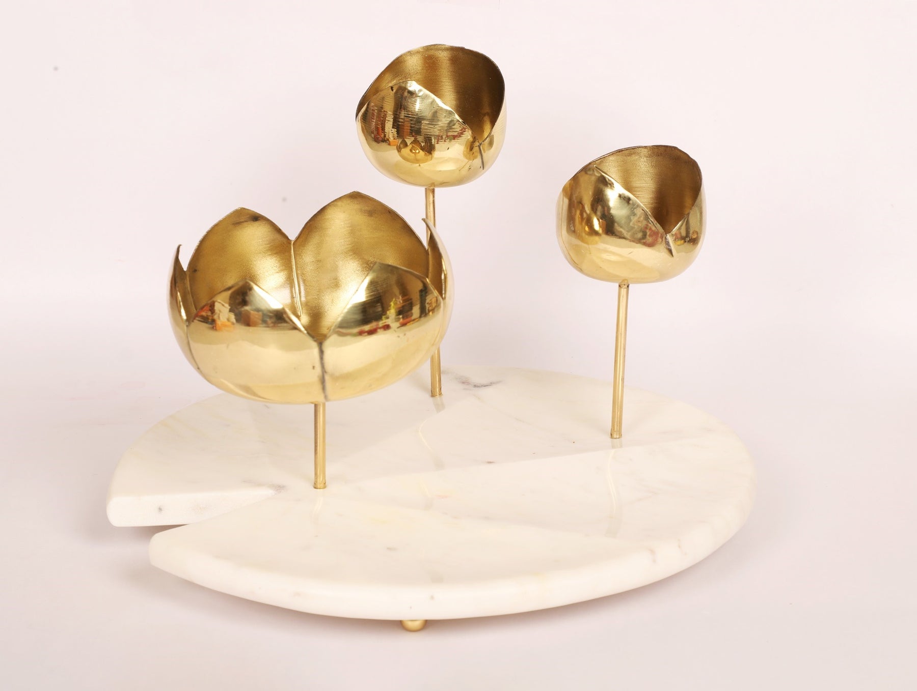 Marble Brass Lotus Platter