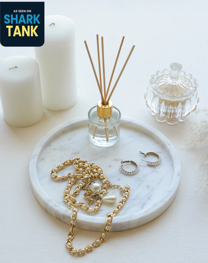 Marble Round Tray - White