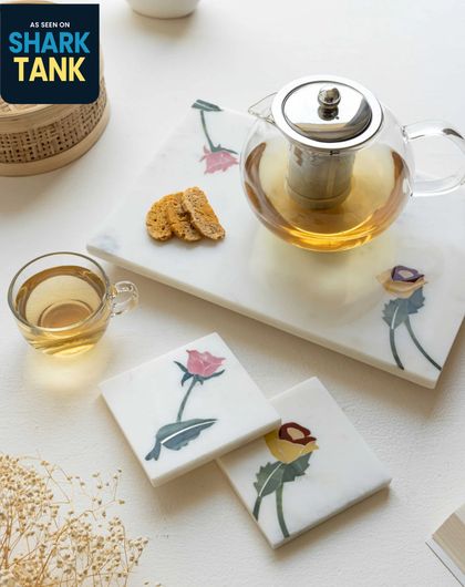 Tray & Coasters Set - Floral