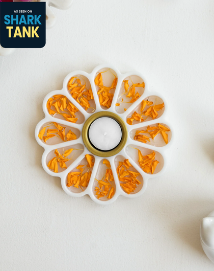 Marble Flower Tea Light Holder