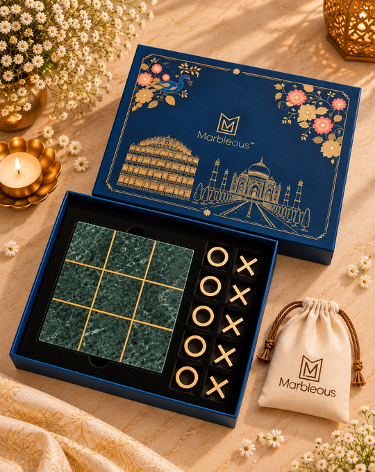Marble Tic Tac Toe Game – Green (With Gift Box)