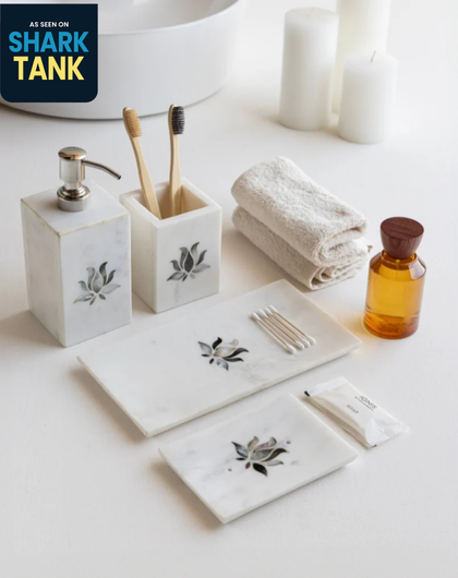 White  Mother of Pearl Bathroom Set