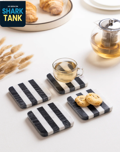 Marble Black & White Coasters (Set of 4)