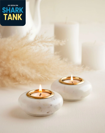 Marble Tea Light Candle Holders (Set of 2) – Oval