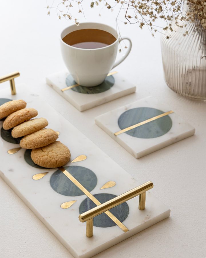 Tray & coasters- Green