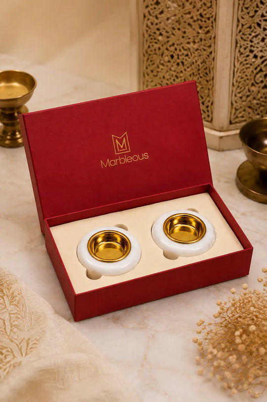 Marble Tea Light Candle Holders (Set of 2) – Oval Gift Hampers