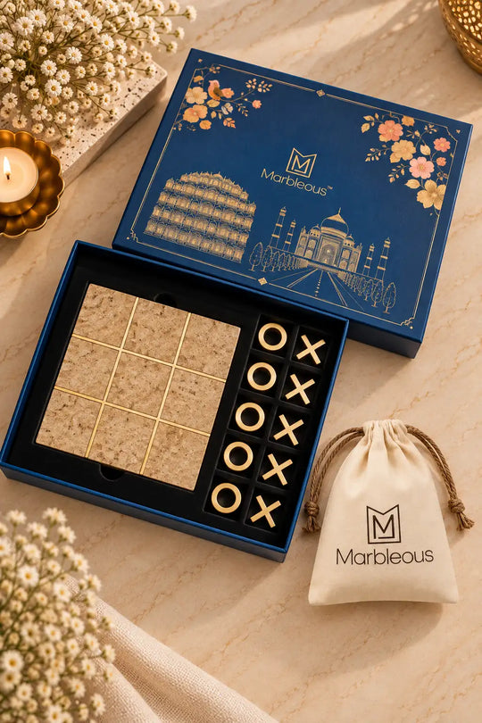 Marble Tic Tac Toe Game – Yellow Gift Hampers