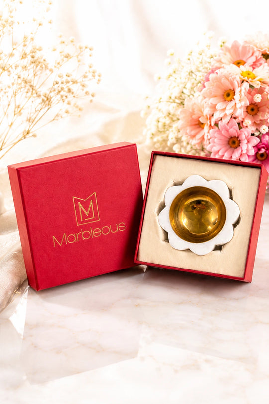 Marble Diya - Flower (With Gift Box)