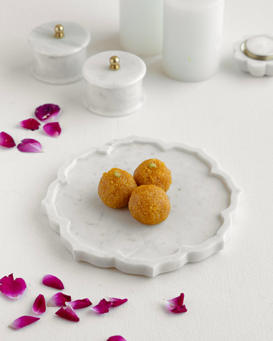 Marble Tray / Thali For Pooja