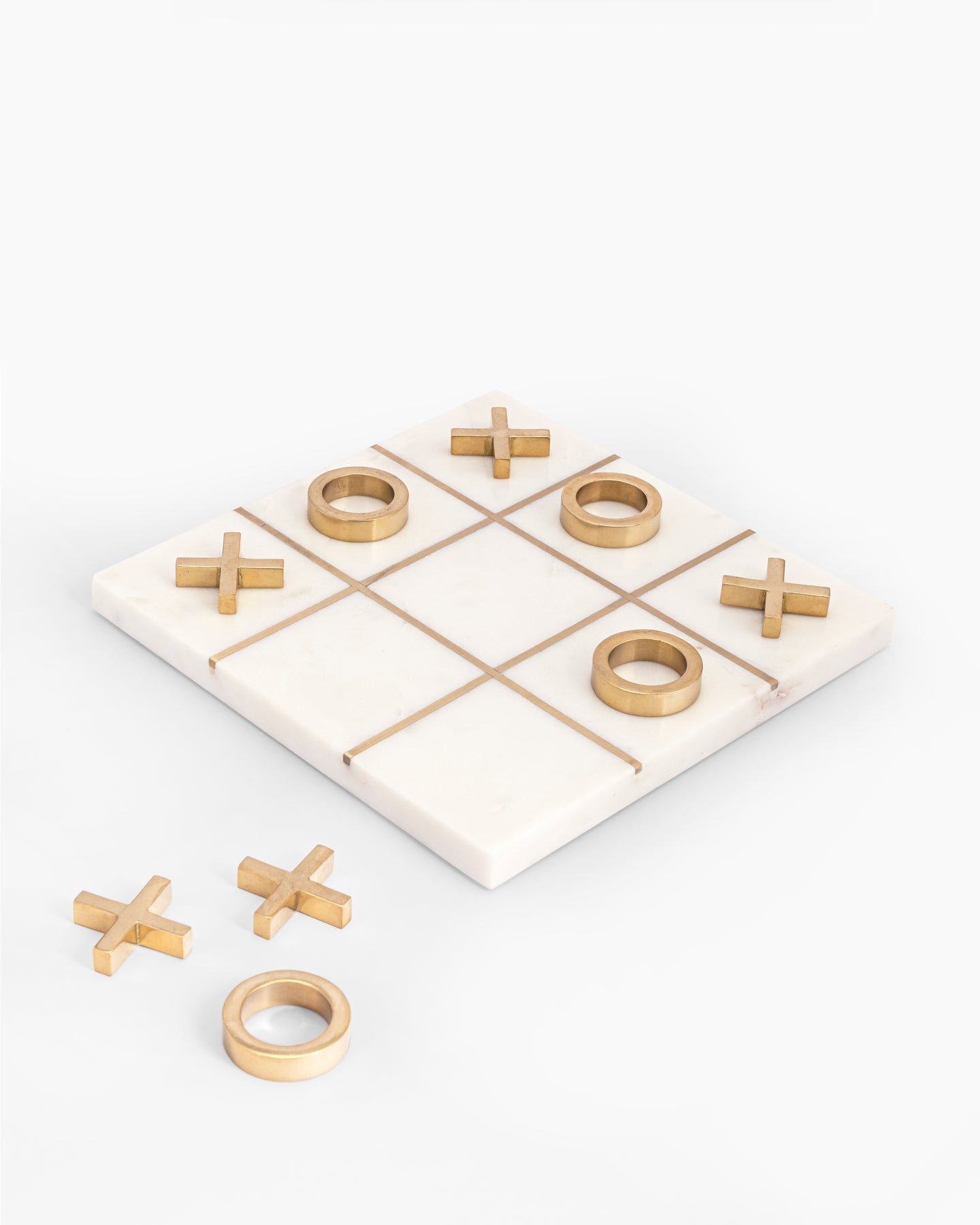 Marble Tic Tac Toe Game – White