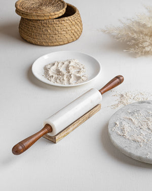 Marble Rolling Pin (with wooden rest)