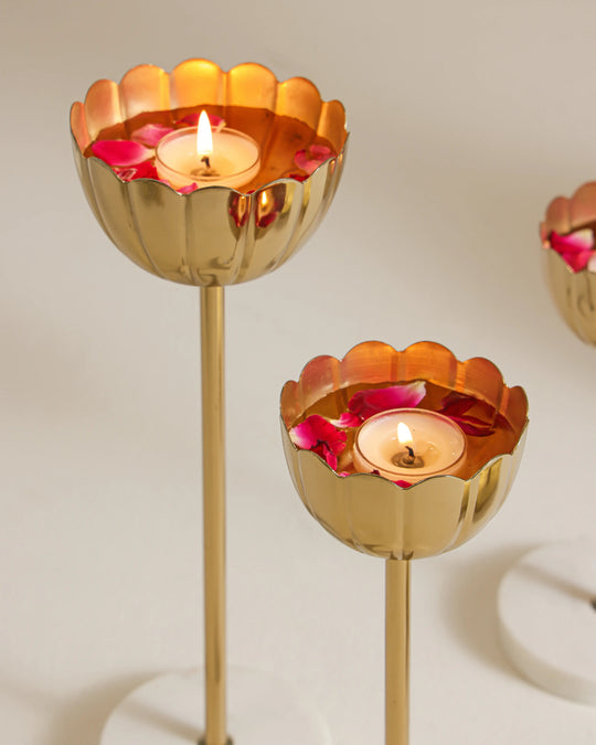 Gold Pedestal Candle Holder (Set of 3)