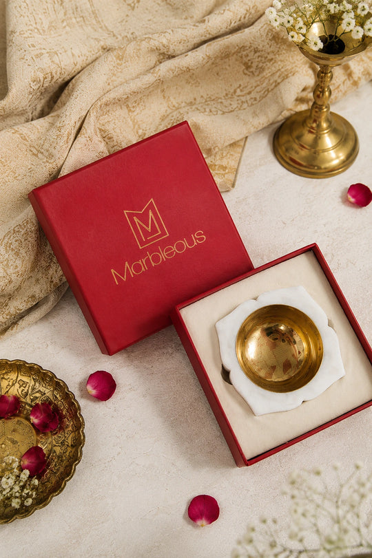 Marble Diya - Lotus (with Gift Box)