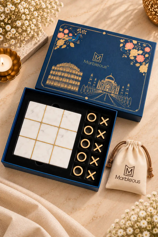 Marble Tic Tac Toe Game – White Gift Hampers