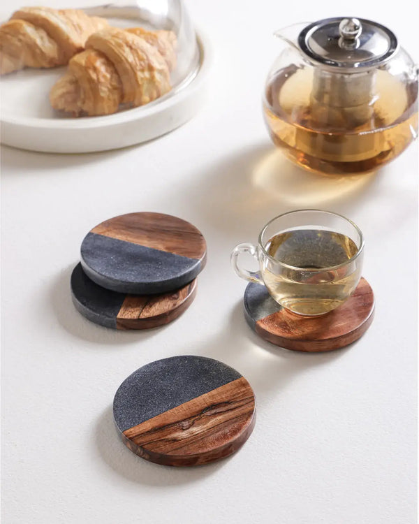Wood Marble Coasters Set (Choose Options)