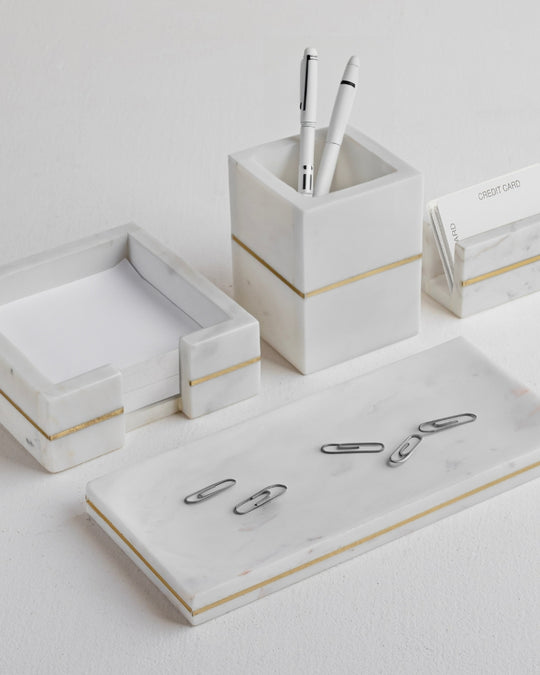 Marble Stationary Set – Pen holder, Business Card Holder, Notepad Holder, Tray