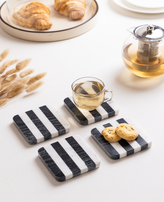 Marble Black & White Coasters (Set of 4)