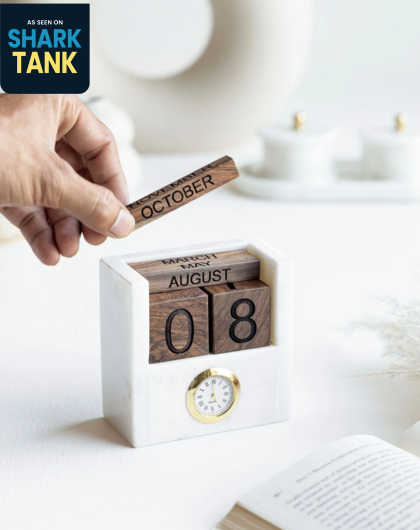 Marble Wood Table clock - Calendar