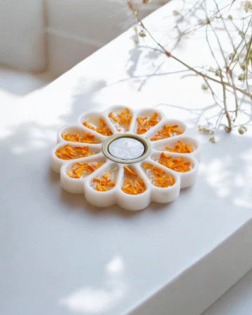 Marble Flower Tea Light Holder
