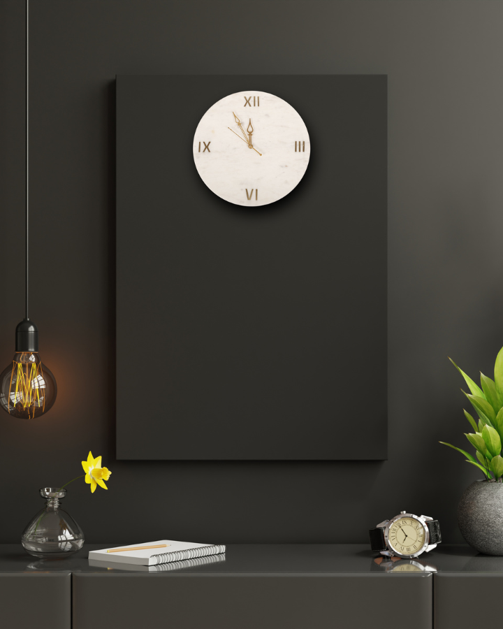 Marble Wall Clock – Roman Number