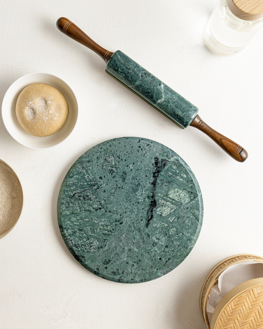 Marble Rolling Pin With Marble Chakla (Choose Options)