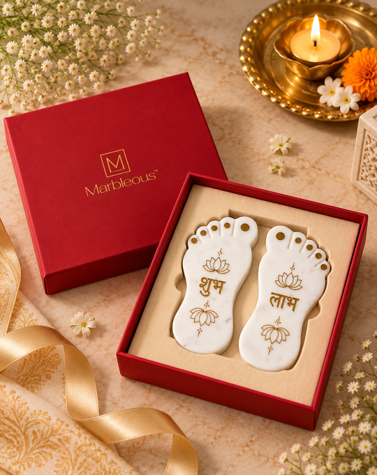 Shubh Labh Marble Charan (With Gift Box)