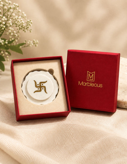 Marble Swastik for Mandir Gift Hampers